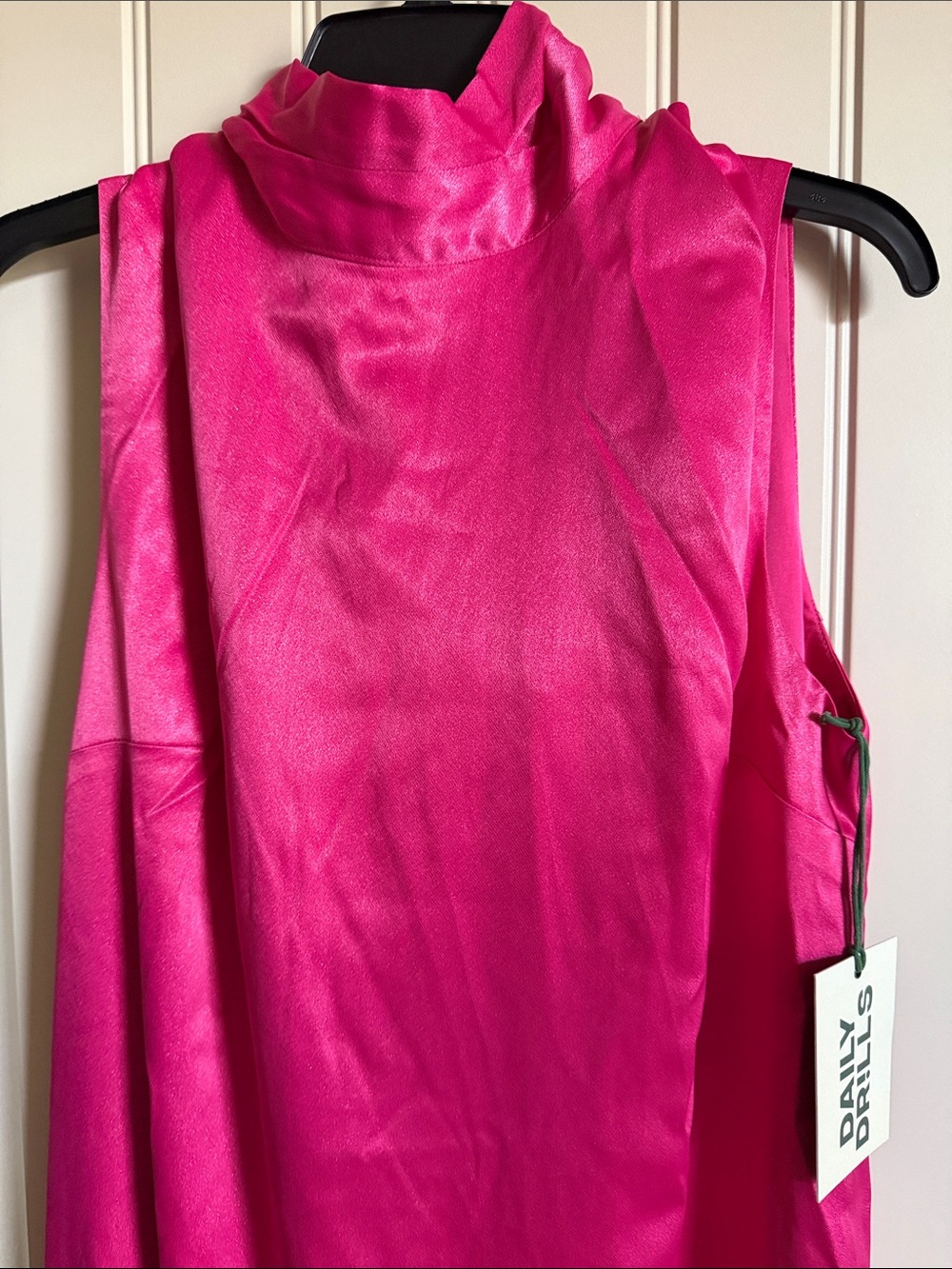 Daily Drills Fuchsia Satin Backless Maxi Dress NWT - Picture 9 of 13